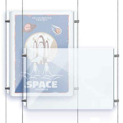 Nova Display Systems / Acrylic Easy Access Poster Holders for Cable/Rod Suspensions
