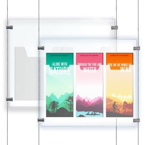 Nova Display Systems / Acrylic Literature Holders for Cable/Rod Suspensions