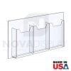 Wall-to-Wall Cable Suspended 1/8″ Clear Acrylic Literature Holder (with 1/4″ Base) – Treble Pocket / 4 PCS SET