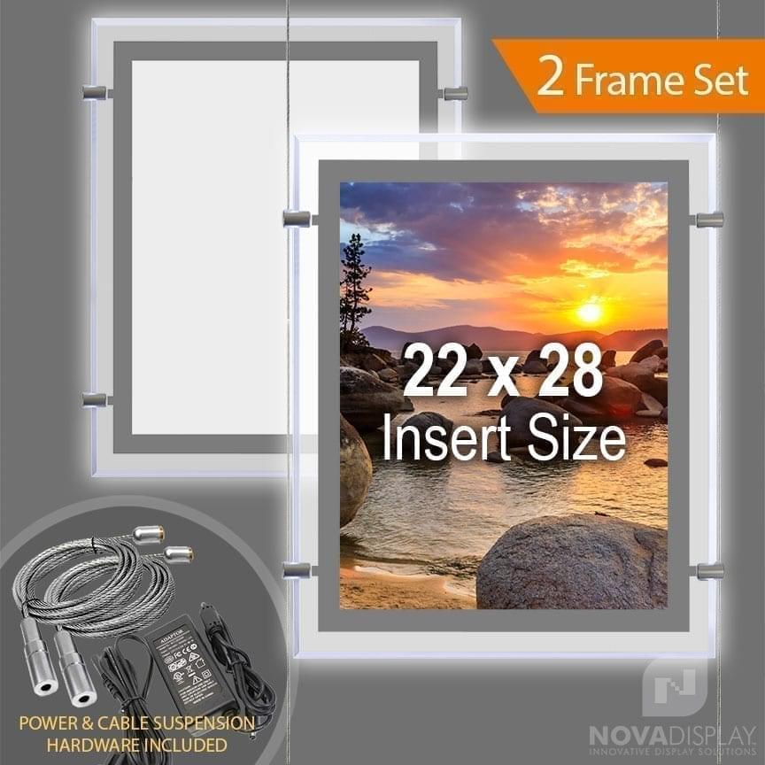 LP-2228P Glow-Edge LED Backlit Window Display with Cable Suspension Set / Insert Size 22" x 28"
