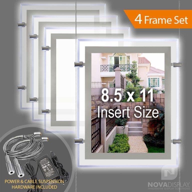 GlowEdge LED Backlit Window Display with Cable Suspension Set / 4 pcs