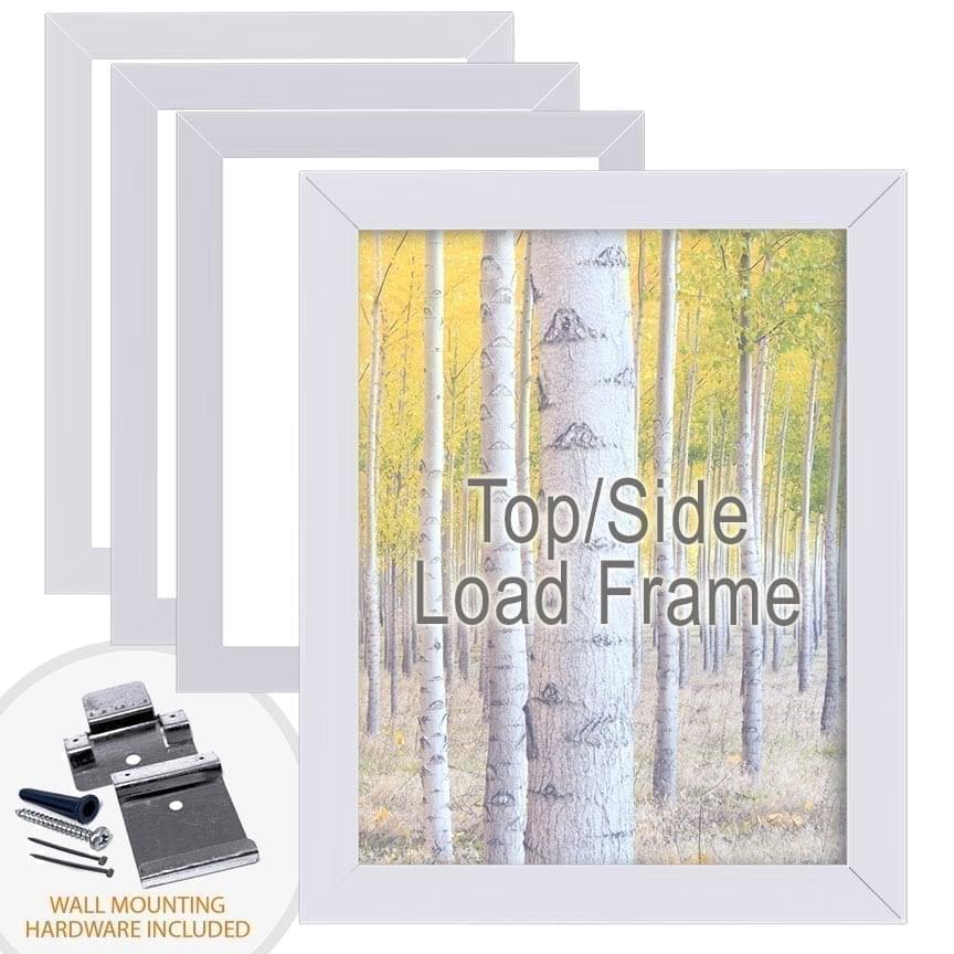 Aluminum Poster Frames with Top/Side Load Option for 1/8″ Thick Substrates / Square Frame Profile / 4 pcs