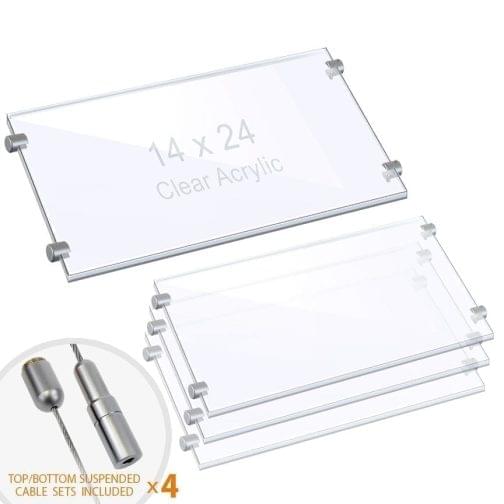 Cable Suspended 3/8″ Clear Acrylic Shelf Display with Laser-Cut Polished Edges
