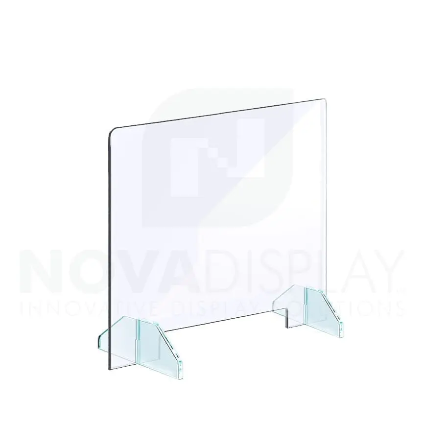 Clear Acrylic Sneeze Guard with Removable Acrylic Base / Free-standing