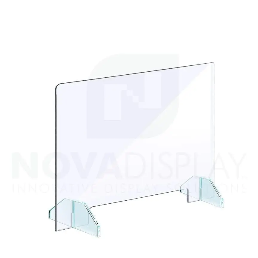 Clear Acrylic Sneeze Guard with Removable Acrylic Base / Free-standing