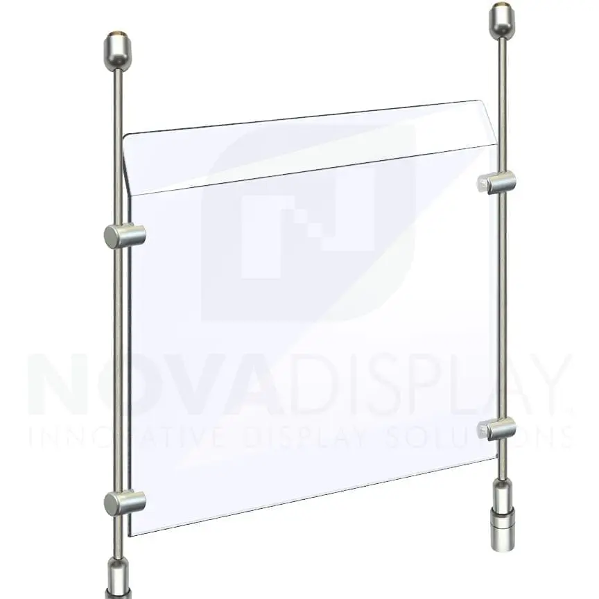 Countertop Acrylic Sneeze Guard / Modular – Suspended on 6mm Dia. Rod Display Systems (up to 10 feet high)