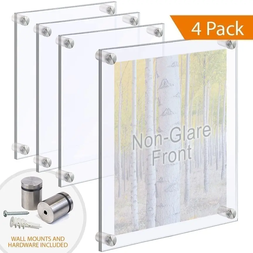 Extra-Large Acrylic Poster Frames with Standoffs Hardware – Bundle Deal