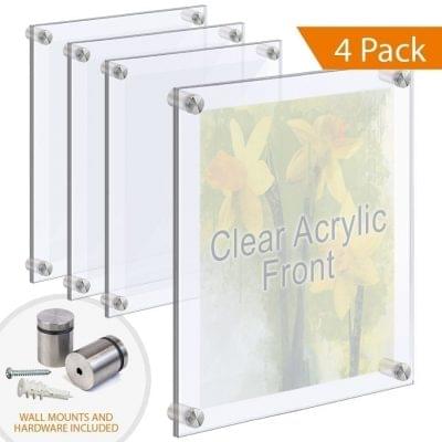 Economy Clear Large Acrylic Frames Wall Mounted with Standoffs