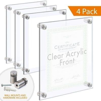 Economy Clear Acrylic Frames Wall Mounted with Standoffs