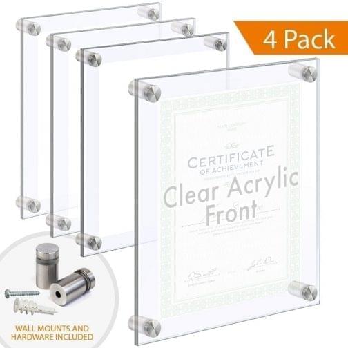 Economy Clear Acrylic Frames Wall Mounted with Standoffs