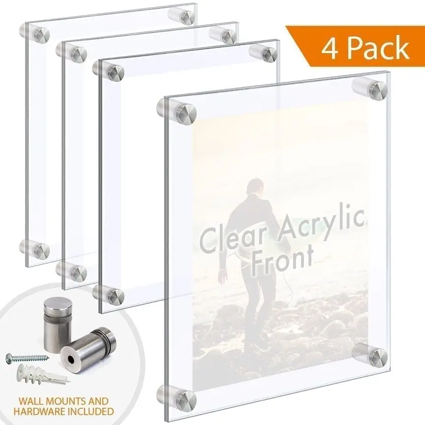 Economy Clear Acrylic Frames Wall Mounted with Standoffs