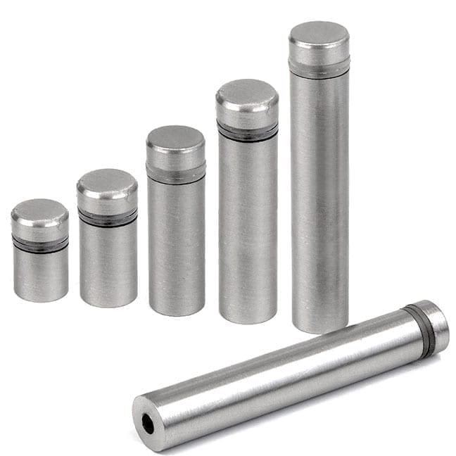 1/2″ Dia. Sign Standoffs (2-Part Standoff with M8 Stud-Cap) / Brushed Nickel Finish