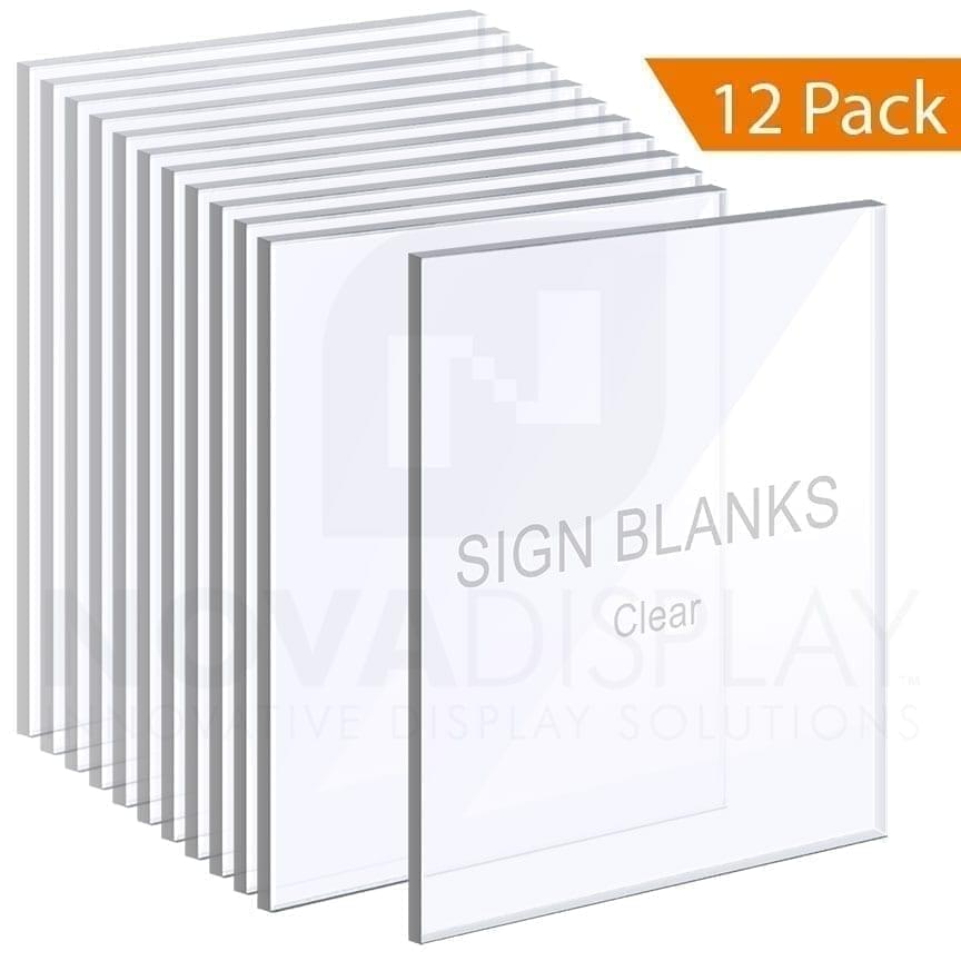 1/4″ Clear Acrylic Sign Blanks without Holes – Polished Edges