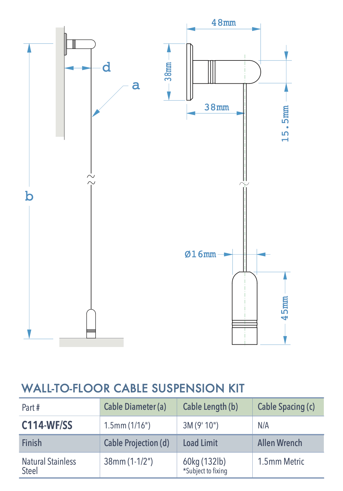 Specifications for C114-WF/SS