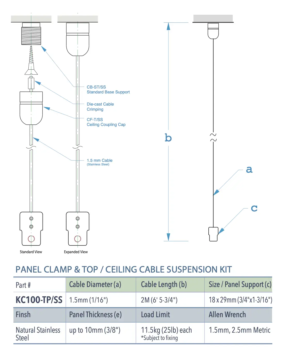 Specifications for KC100-TP-SS