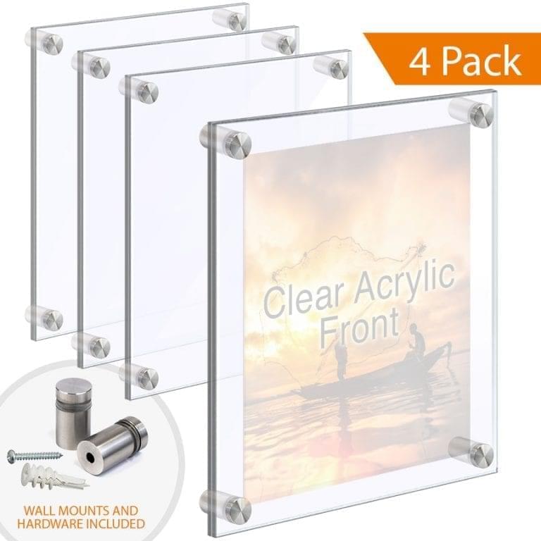 1/2 Thick Clear Acrylic Block Frame Wall Mounted with Standoffs