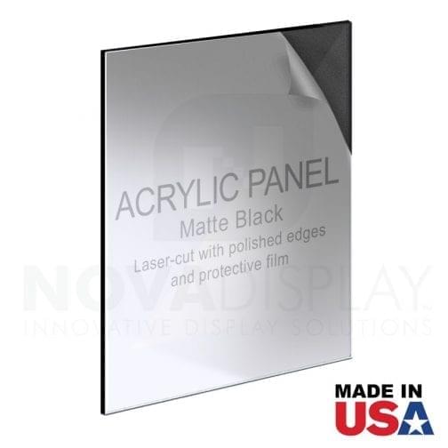 1/4″ Satinice/Matte Black Acrylic Sign Blanks without Holes – Polished Edges