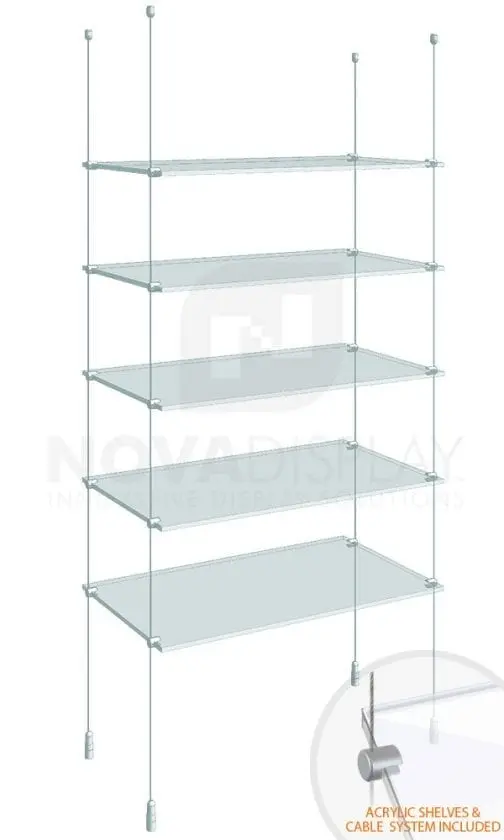 KSI-005PLEX Cable Suspended Acrylic Shelving Display Kit