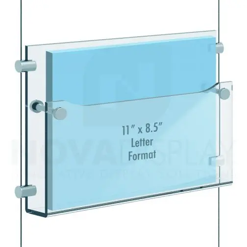 Acrylic Literature/Magazine Holder – Single Pocket / Landscape. Insert Size: 11″W x 8.5″H