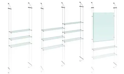 Cable Suspended Acrylic Shelves