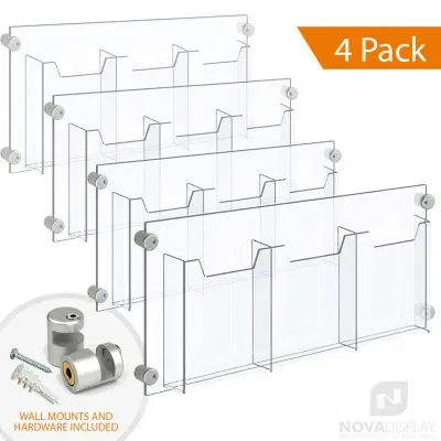 Acrylic Leaflet Dispenser – Treble Pocket / Edge-Grip Wall Mounted. Insert Size: 6.5″W x 8.5″H Bi-Fold