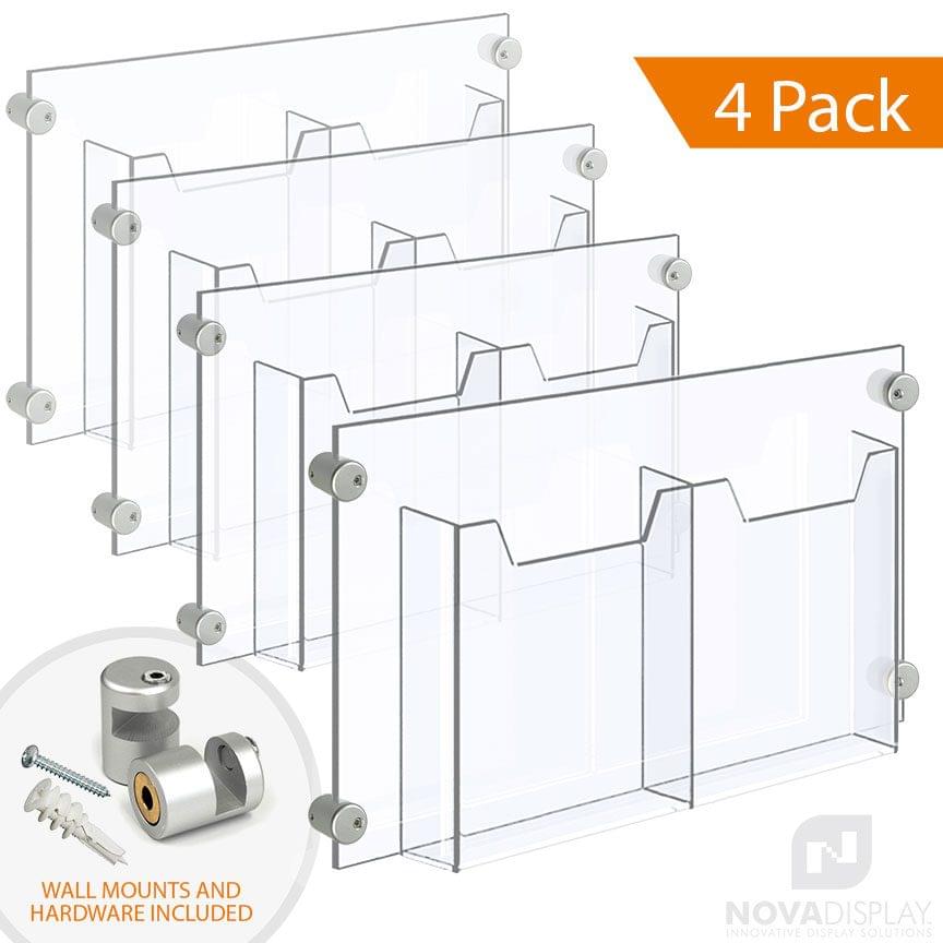Acrylic Leaflet Dispenser – Double Pocket / Edge-Grip Wall Mounted. Insert Size: 8.5″W x 11″H Letter / QTY 4