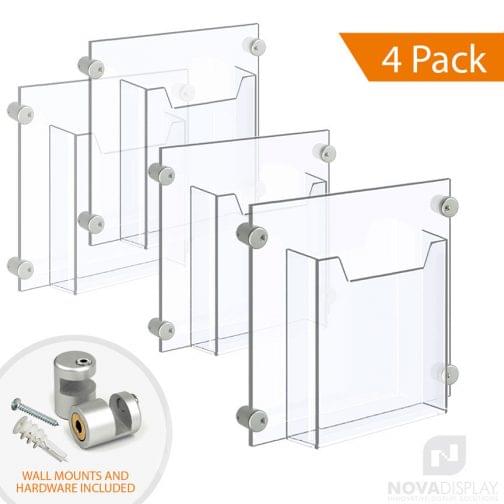 Acrylic Leaflet Dispenser – Single Pocket / Edge-Grip Wall Mounted. Insert Size: 8.5″W x 11″H Letter / QTY 4