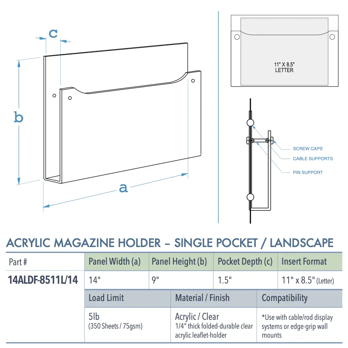 Specifications for 14ALDF-8511L/14