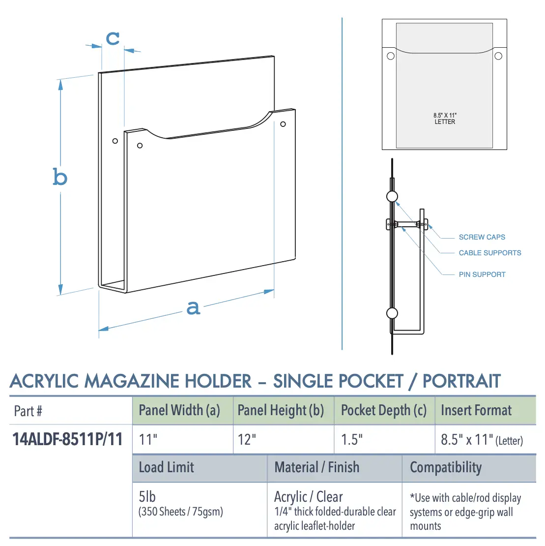 Specifications for 14ALDF-8511P/11
