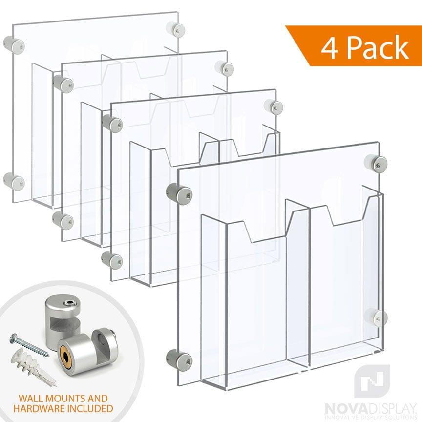 Acrylic Leaflet Dispenser – Double Pocket / Edge-Grip Wall Mounted. Insert Size: 3.5″W x 8.5″H Tri-Fold / QTY 4