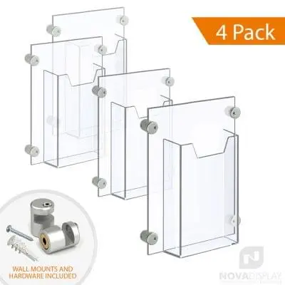 Acrylic Leaflet Dispenser – Single Pocket / Edge-Grip Wall Mounted. Insert Size: 3.5″W x 8.5″H Tri-Fold / QTY 4