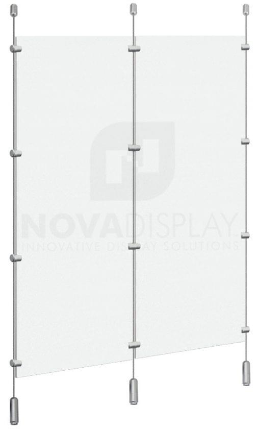 Cable Suspended Partition with Colorless/Frosted Acrylic Panels / Double Section