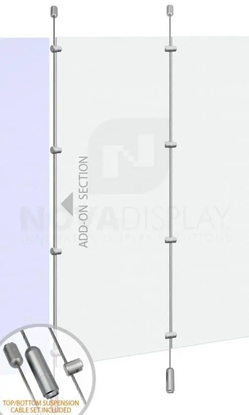 Cable Suspended Partition with Colorless/Frosted Acrylic Panels / Double Section