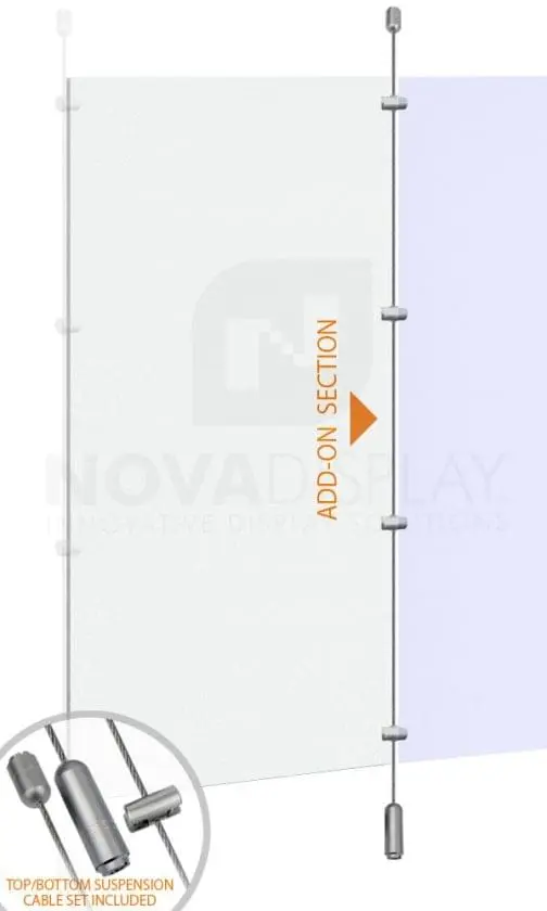 Cable Suspended Partition with Colorless/Frosted Acrylic Panel / ADD-ON SECTION