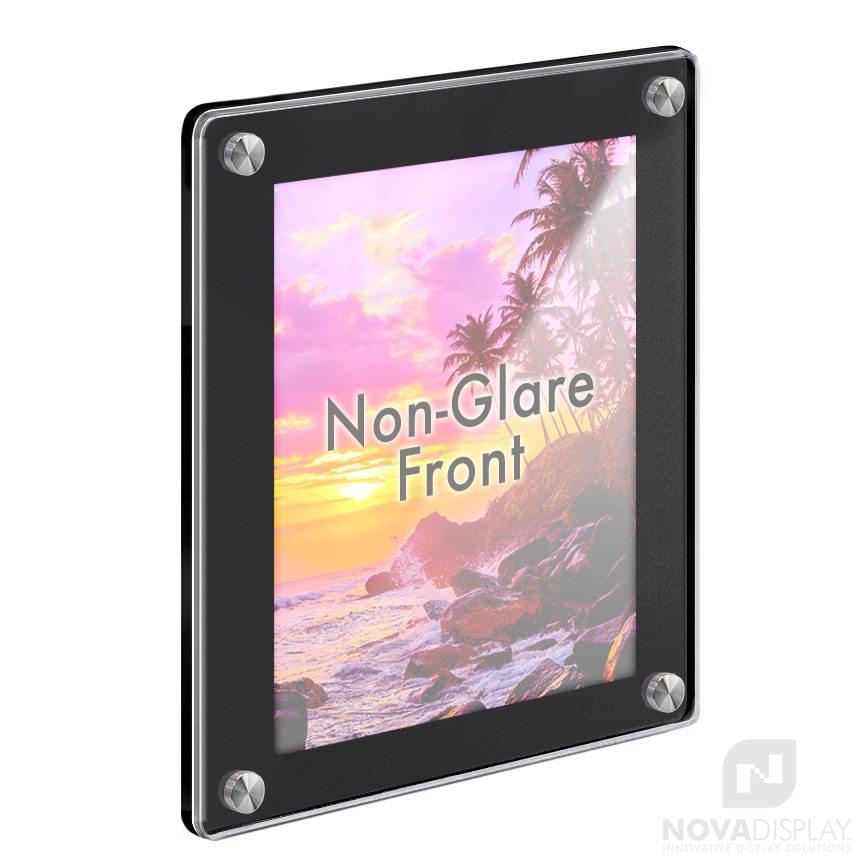 Black Acrylic Poster Frames with Standoffs / Round Corners