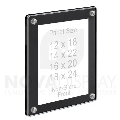 Black Acrylic Poster Frames with Standoffs / Round Corners.