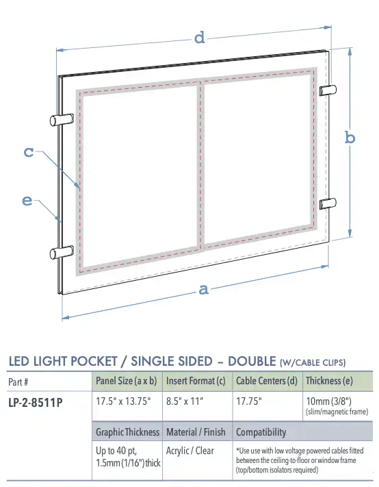 Specifications for LP-LED-POCKET-PRT-SG