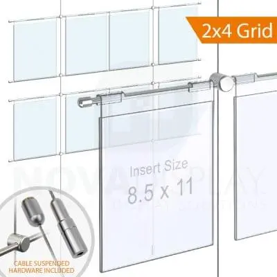 Cable Suspended Hook-on Acrylic Info/Poster Display – Non-Glare