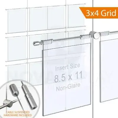 Cable Suspended Hook-on Acrylic Info/Poster Display – Non-Glare