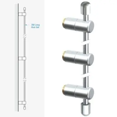 Wall-to-Wall Fixing Kit with two 1.5M Long Rods and End Caps – 3M (9’ 10”) Length | Nova Display Systems