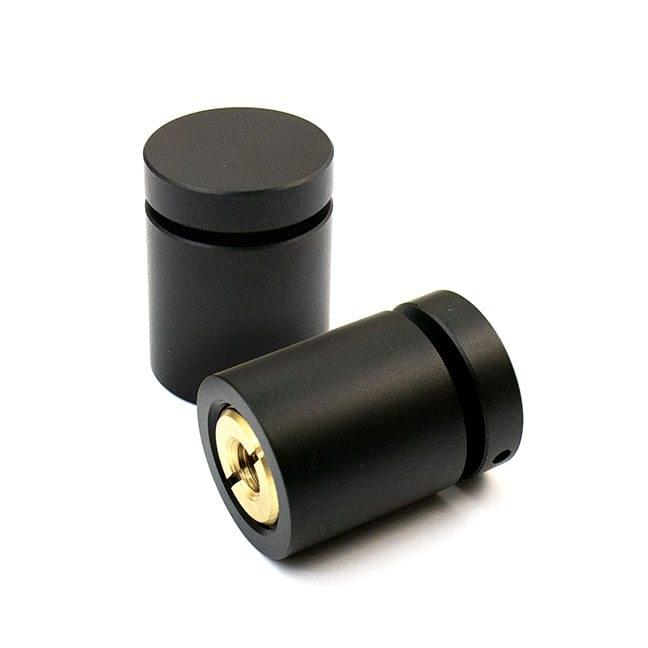 3/4″ Dia. x 3/4″ Aluminum Sign Support (3-Part Standoff with M6 Stud-Cap) / Satin Black Finish