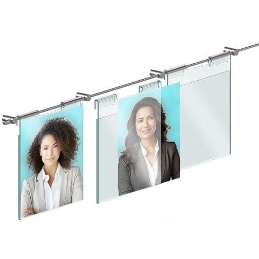 Photo Wall Display with Hook-on Acrylic Holders for 4″ x 6″ Photo Inserts