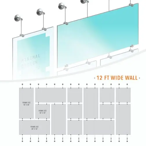 DC2700 Infographic Wall Display with Acrylic Sandwich Frames (12FT WALL)