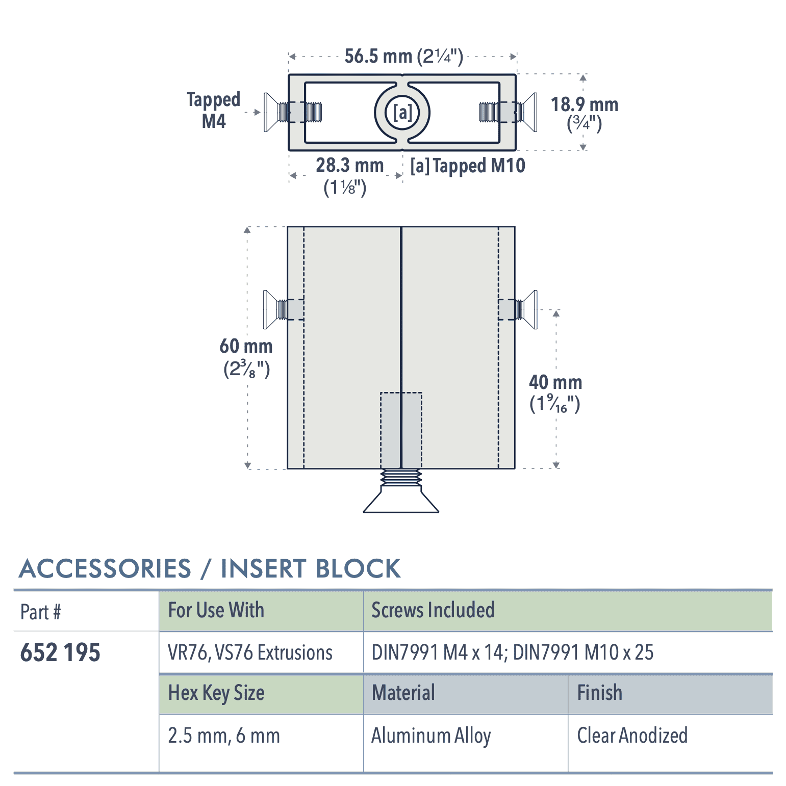 Specifications for 652-195