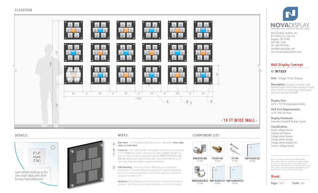 DC1223 Collage Photo Wall Display Concept with Frameless Acrylic Frames