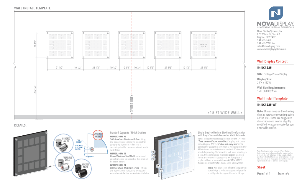 DC1225 WALL-TEMPLATE Collage Photo Wall Display Concept with Frameless Acrylic Frames
