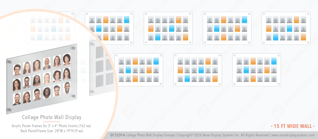 DC1229-A Collage Photo Wall Display Concept with Frameless Acrylic Frames