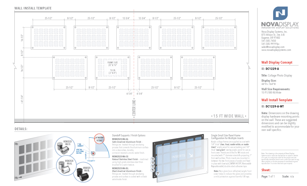 DC1229-A WALL-TEMPLATE Collage Photo Wall Display Concept with Frameless Acrylic Frames
