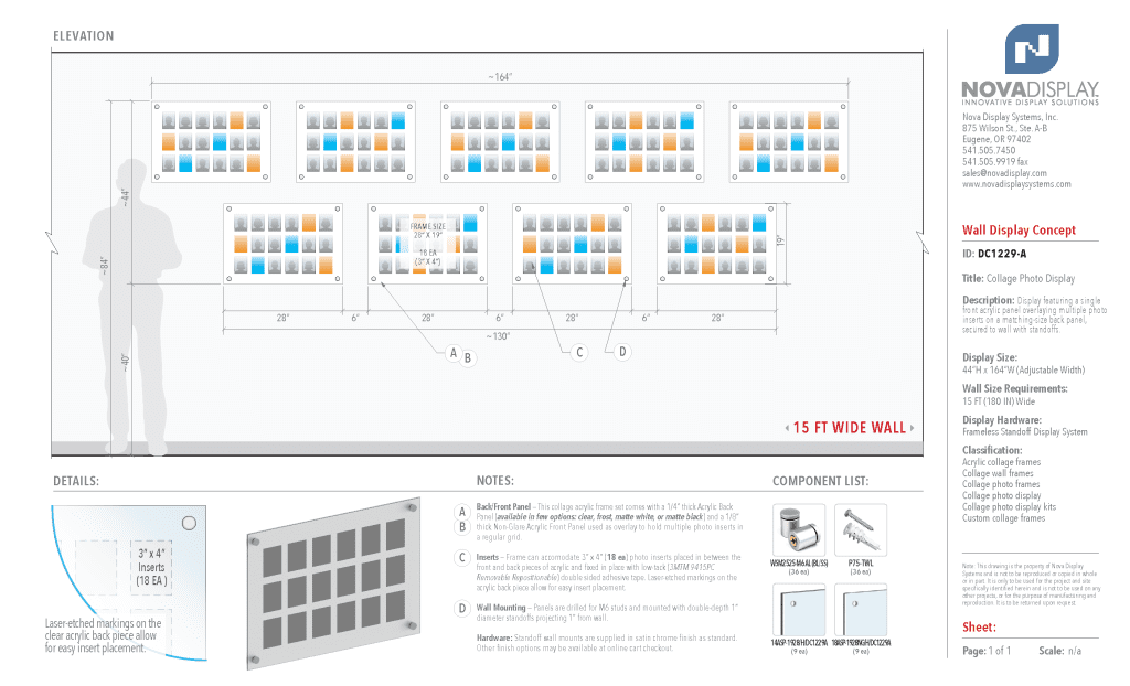 DC1229-A Collage Photo Wall Display Concept with Frameless Acrylic Frames