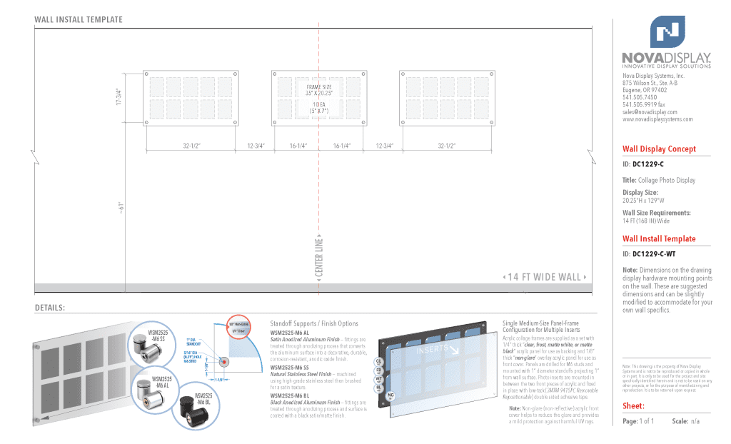 DC1229-C WALL-TEMPLATE Collage Photo Wall Display Concept with Frameless Acrylic Frames